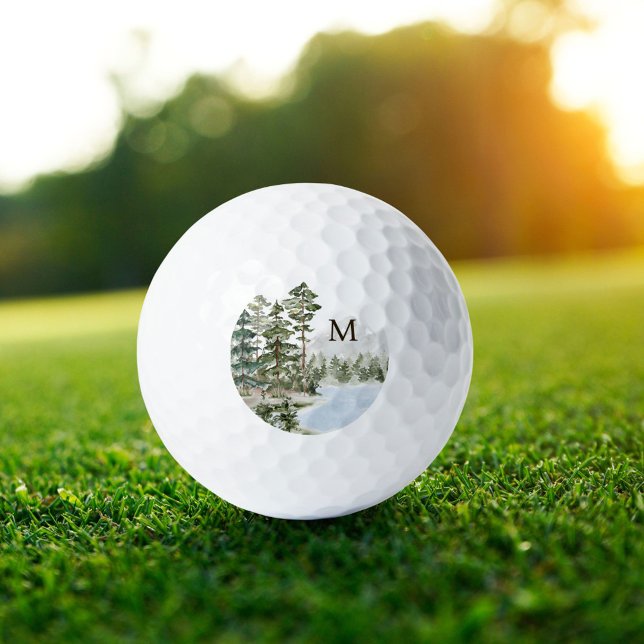 Pelotas De Golf Bosque de Pino Verde y Lago Monogramado (In situ)