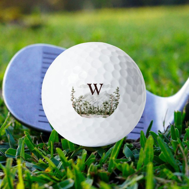 Pelotas De Golf Bosque y Montaña de Acuarela Monogramada (In situ)