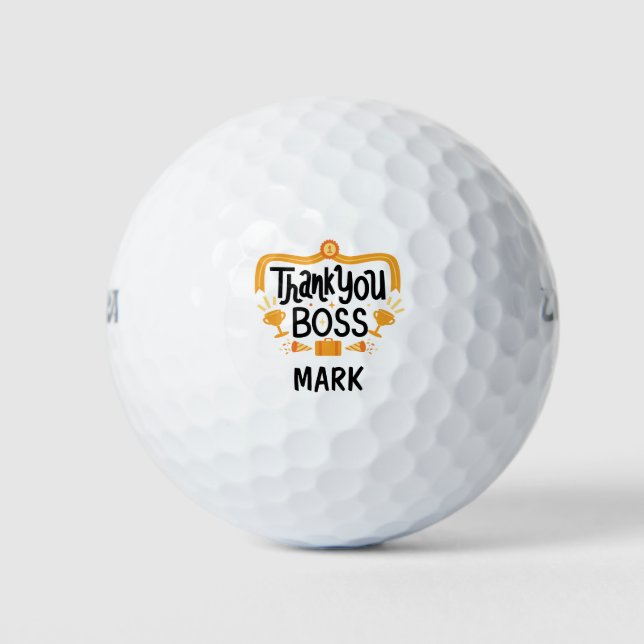 Pelotas De Golf Boss Day con Nombre gracias (Anverso)