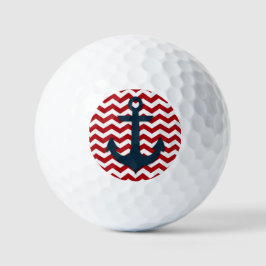 Pelotas De Golf Bote Anchor Rojo Blue Nautical Golf Balls