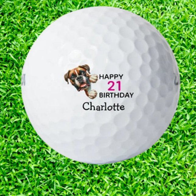 Pelotas De Golf Boxer Birthday Loving Golfers (Celebrate your boxer’s birthday with personalized golf balls for loving golfers. )