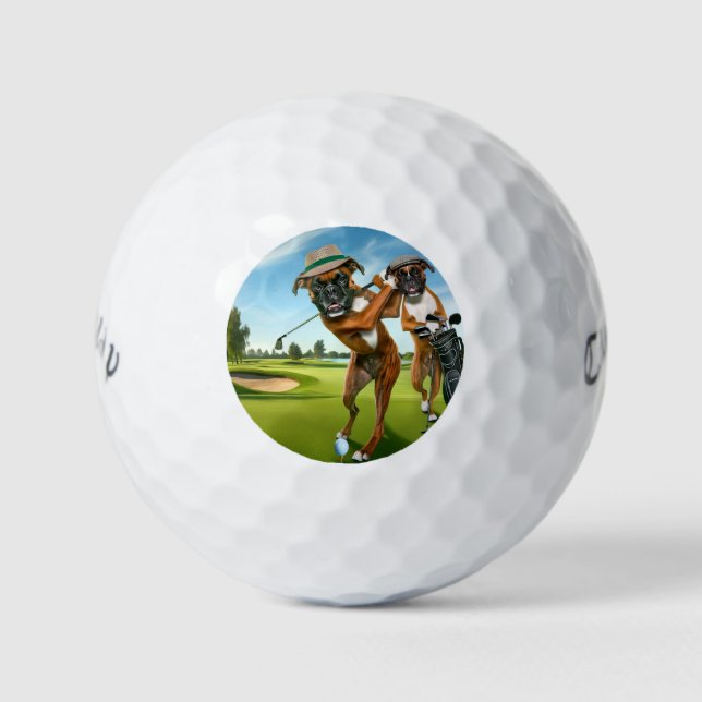 Pelotas De Golf Boxer Dogs Playing Golf (Anverso)