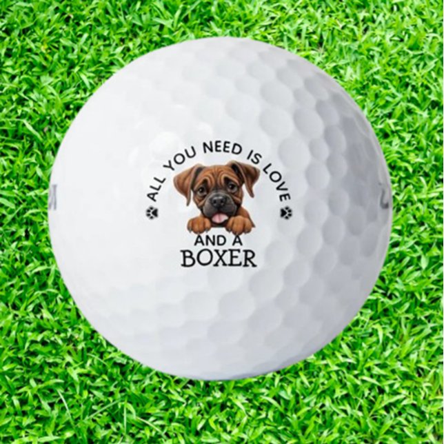 Pelotas De Golf Boxer-Loving Golfer (Celebrate your love for boxers and golf with these unique Boxer-Loving Golfer Golf Balls.)