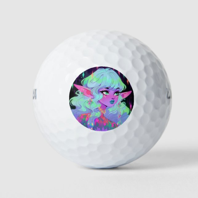 Pelotas De Golf Bright Neon Fantasy Elf Anime Chica (Anverso)