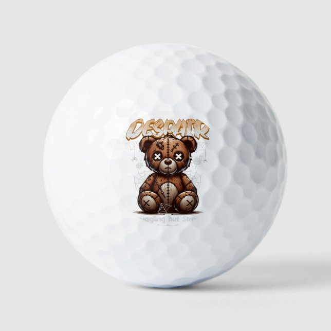 Pelotas De Golf Broken Teddy Golf Ball - Luchando pero fuerte (Anverso)
