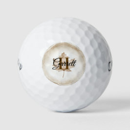 Pelotas De Golf Brown Leaf Monogram Name