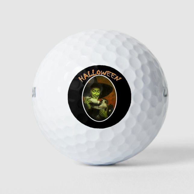 Pelotas De Golf Bruja De Halloween Y Mono Volador (Anverso)