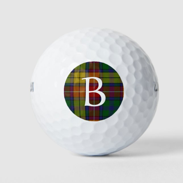 Pelotas De Golf Buchanan Plaid Personalizado Monograma (Anverso)