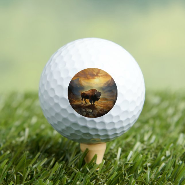Pelotas De Golf Buffalo Bison Sunset Silhouette (Camiseta in situ)
