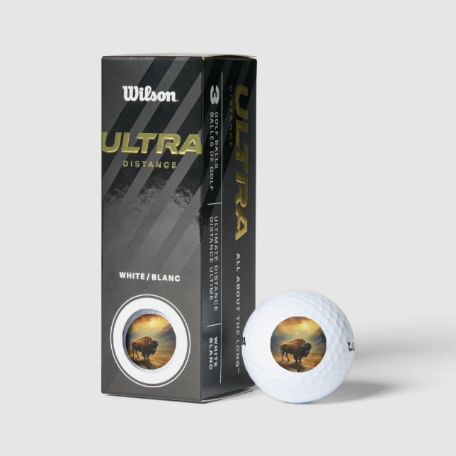 Pelotas De Golf Buffalo Bison Sunset Silhouette (Embalaje)
