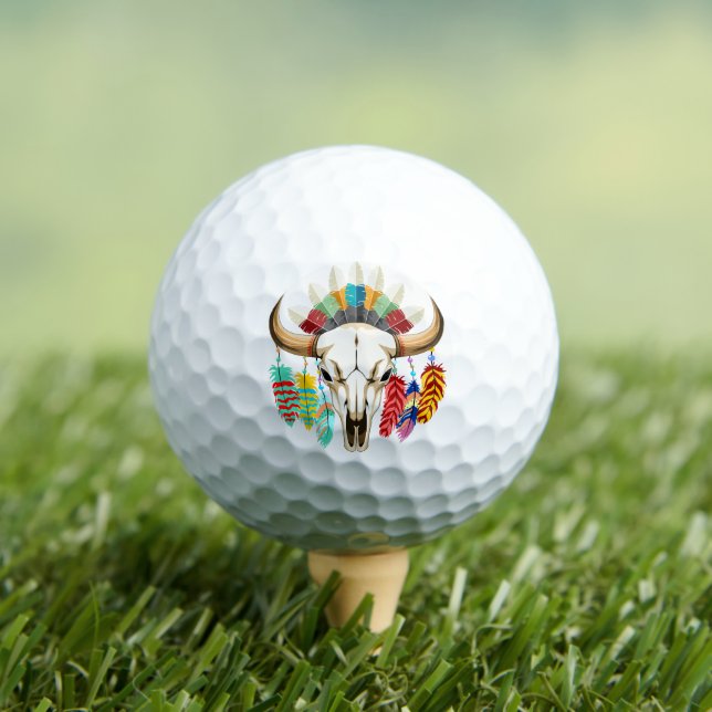 Pelotas De Golf Buffalo Skull Native American Emblem (Camiseta in situ)