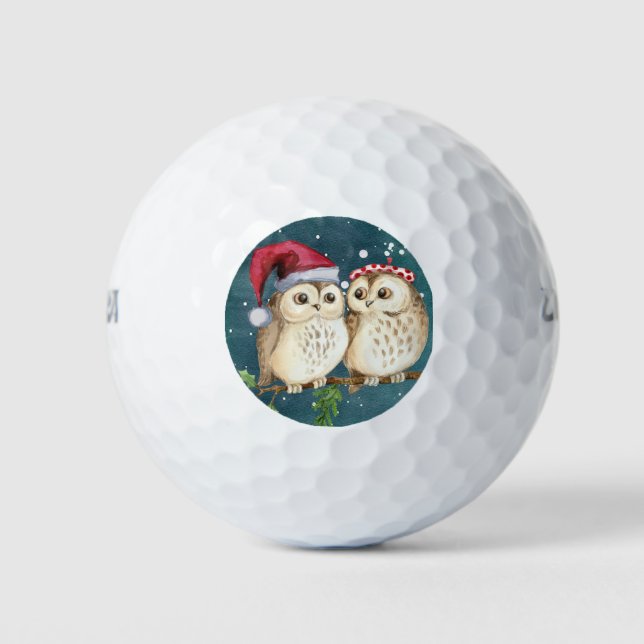 Pelotas De Golf Búho Navidades Parejas de Búho Santa Hat Decoració (Anverso)
