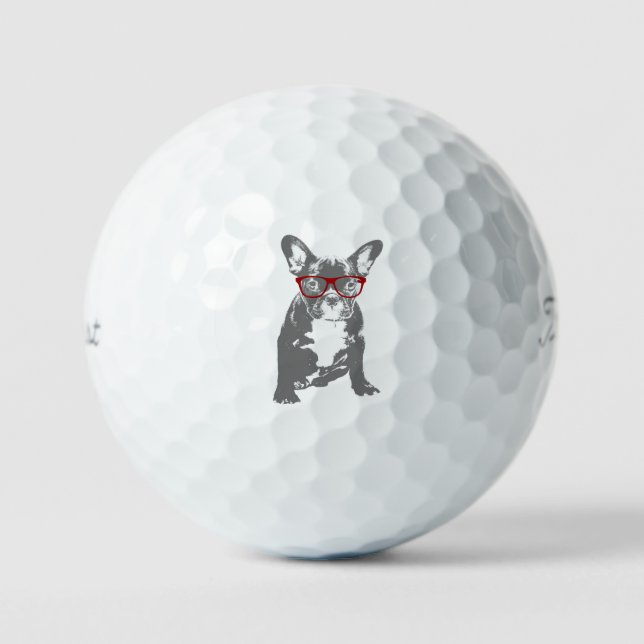 Pelotas De Golf Bulldog francés con gafas de humor divertido (Anverso)