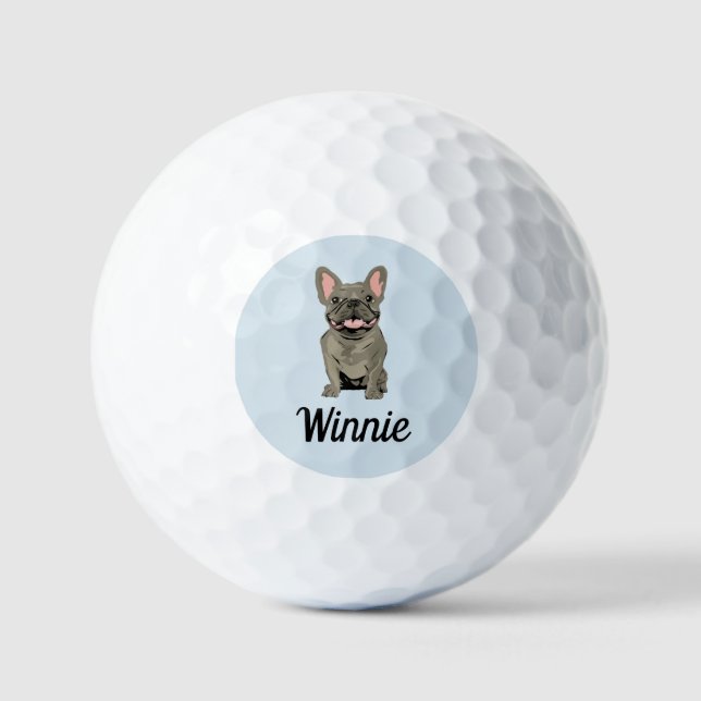 Pelotas De Golf Bulldog Francés Gris (Anverso)