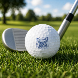 Pelotas De Golf Bulldog francés línea azul doodle frenchie
