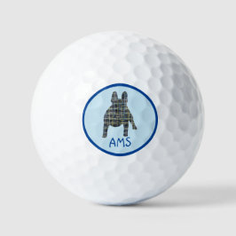 Pelotas De Golf Bulldog francés Silhouette Monograma Cuadrícula Az