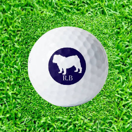 Pelotas De Golf Bulldog Monogramed Blue Navy Personalizado Golf