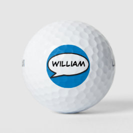 Pelotas De Golf Burbuja de habla de nombre personalizado divertido