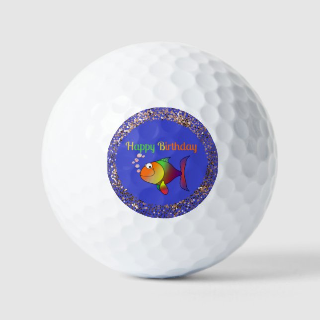 Pelotas De Golf Burbujas, Peces Feliz Cumpleaños, (Anverso)