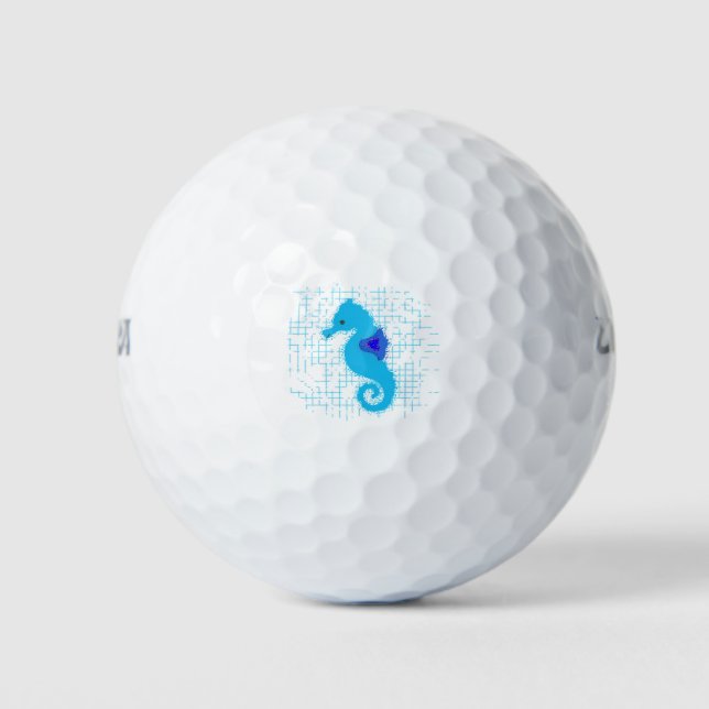 Pelotas De Golf Caballito de mar azul sobre fondo desgastado (Anverso)