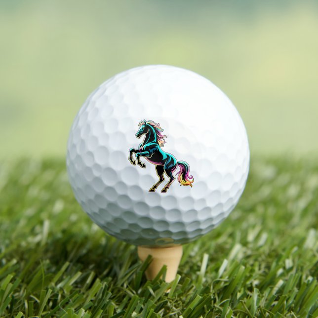 Pelotas De Golf Caballo Luz de Neón Glitch Estilo Retro (Camiseta in situ)