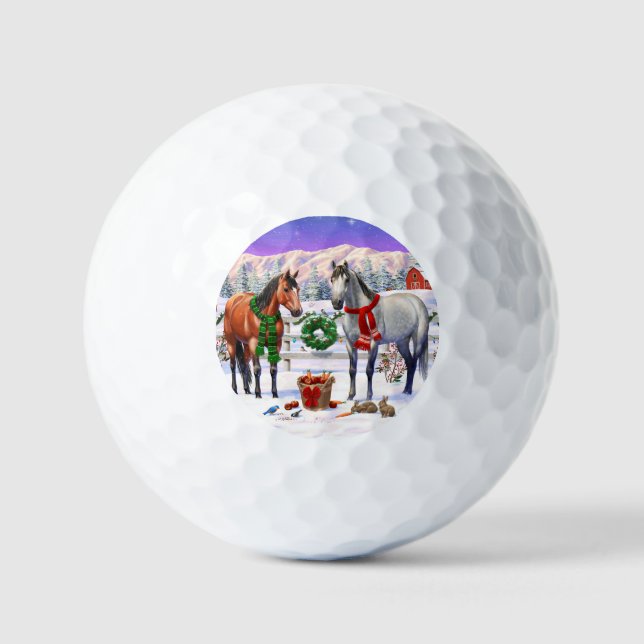 Pelotas De Golf Caballos navidades en nieve (Anverso)