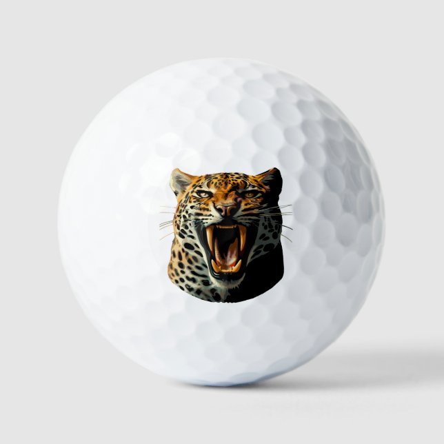 Pelotas De Golf Cabeza de ataque ruidosa de leopardo (Anverso)