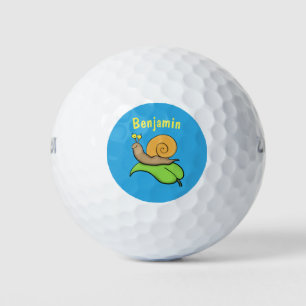 Pelotas De Golf Caca, caracol feliz en un ilustracion personalizad
