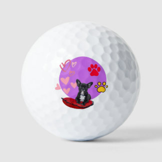 Pelotas De Golf Cachorro adorable de frenchie con corazones