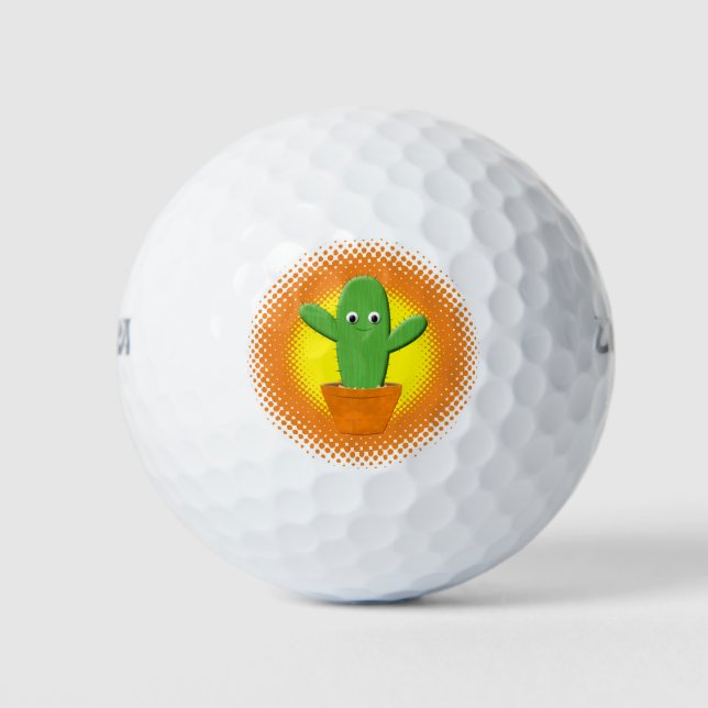 Pelotas De Golf Cactus Personalizado Cute (Anverso)