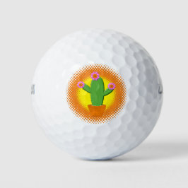 Pelotas De Golf Cactus Personalizado Cuto Con Flores Rosa