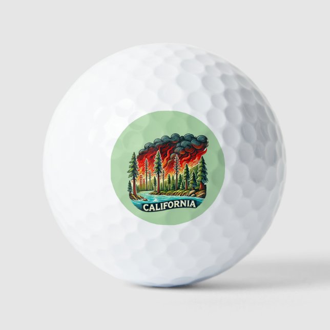 Pelotas De Golf cadena de claves CALIFORNIA FIRE (Anverso)