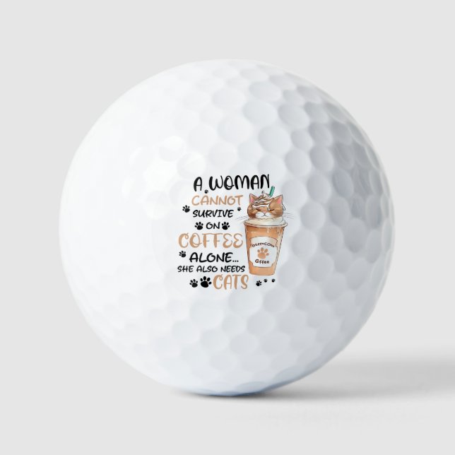 Pelotas De Golf Café y gatos - Arte Cute Kawaii (Anverso)
