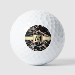 Pelotas De Golf Caja de oro de mármol de oro negro y Rosa, nombre 