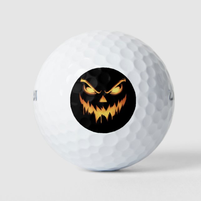 Pelotas De Golf Calabaza asustada Jack O Lantern Face Halloween (Anverso)