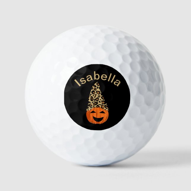 Pelotas De Golf Calabaza Con Un Gorra De Leopardo (Anverso)