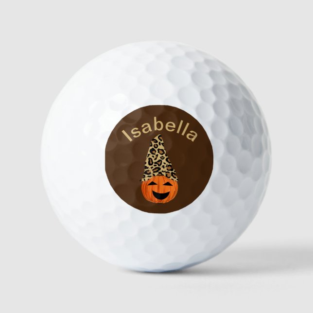 Pelotas De Golf Calabaza Con Un Gorra De Leopardo (Anverso)