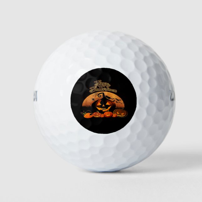 Pelotas De Golf Calabaza de gatos de Halloween (Anverso)