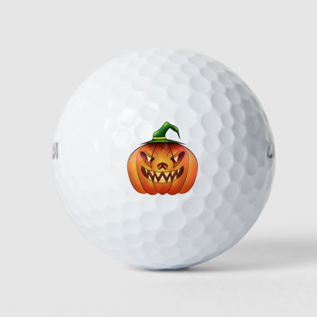 Pelotas De Golf Calabaza de Halloween (Anverso)