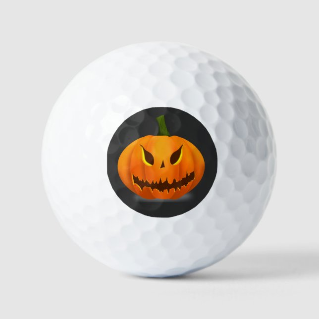 Pelotas De Golf Calabaza de Jack O'Lantern espeluznante (Anverso)