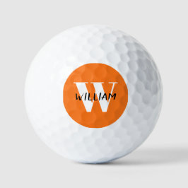 Pelotas De Golf Calabaza | Elegante nombre negro e inicio blanco