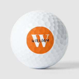 Pelotas De Golf Calabaza   Elegante nombre negro e inicio blanco