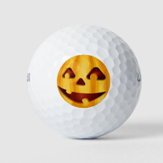 Pelotas De Golf Calabaza tallada sonriendo diseño de Halloween (Anverso)