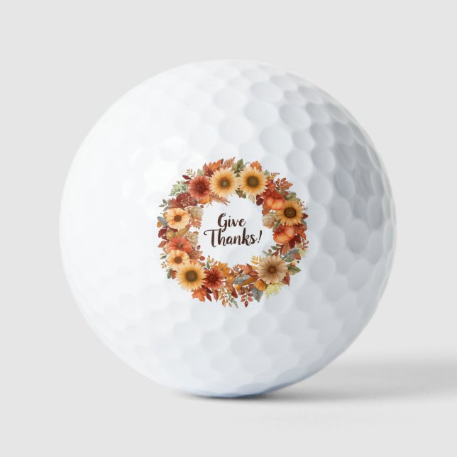 Pelotas De Golf Calabaza y flores del Día de Acción de Gracias de  (Anverso)