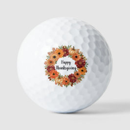 Pelotas De Golf Calabaza y flores del Día de Acción de Gracias de 