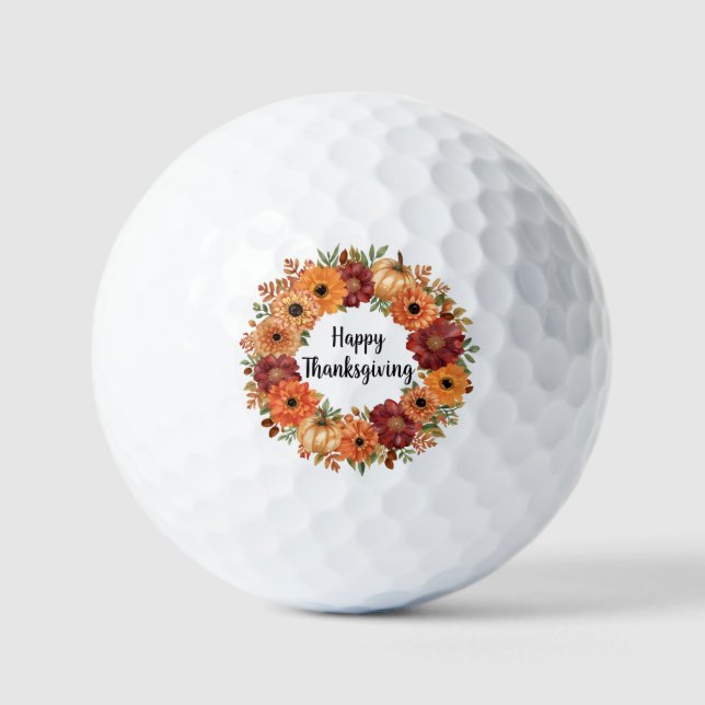 Pelotas De Golf Calabaza y flores del Día de Acción de Gracias de  (Anverso)