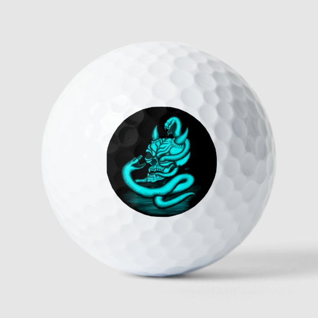 Pelotas De Golf Calavera - Cabeza malvada con serpiente (Anverso)