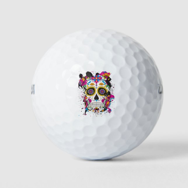 Pelotas De Golf Calavera de azúcar dia de los muertos (Anverso)