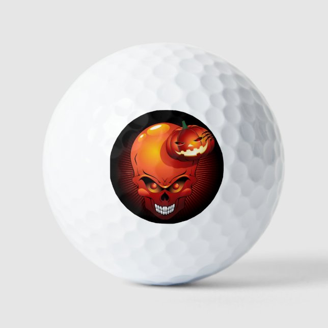 Pelotas De Golf Calavera de Halloween y calabaza (Anverso)