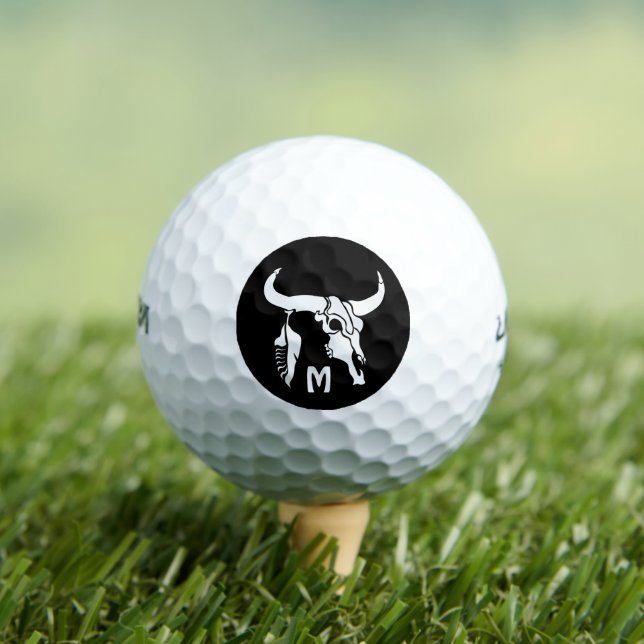 Pelotas De Golf Calavera de toro de Longhorn blanco tribal con plu (Camiseta in situ)